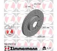 2x Brake disc internally vented 150.2927.52 ZIMMERMANN for MINI BMW