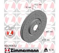2x Brake disc internally vented 150.2939.52 ZIMMERMANN for MINI BMW