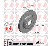 2x Brake disc internally vented 150.3400.20 ZIMMERMANN for MINI MINI