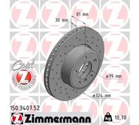 2x Brake disc internally vented 150.3407.52 ZIMMERMANN for BMW 7