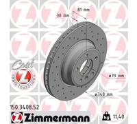 2x Brake disc internally vented 150.3408.52 ZIMMERMANN for BMW 7