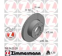 2x Brake disc internally vented 150.3423.20 ZIMMERMANN for BMW 1