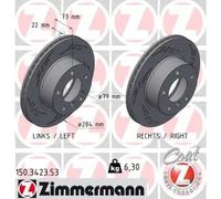 2x Brake disc internally vented 150.3423.53 ZIMMERMANN for BMW 1