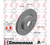 2x Brake disc internally vented 150.3431.52 ZIMMERMANN for BMW X3