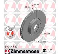 2x Brake disc internally vented 150.3447.20 ZIMMERMANN for BMW X5 X6