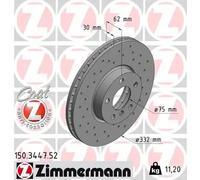 2x Brake disc internally vented 150.3447.52 ZIMMERMANN for BMW X5 X6