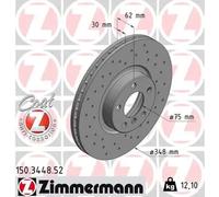 2x Brake disc internally vented 150.3448.52 ZIMMERMANN for BMW X5 X6