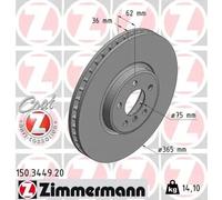2x Brake disc internally vented 150.3449.20 ZIMMERMANN for BMW X5 X6