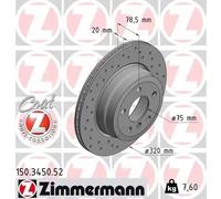 2x Brake disc internally vented 150.3450.52 ZIMMERMANN for BMW X5 X6