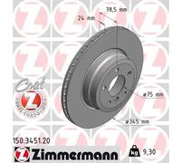 2x Brake disc internally vented 150.3451.20 ZIMMERMANN for BMW X6 X5