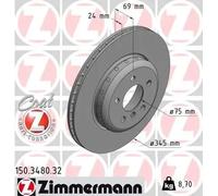 2x Brake disc internally vented 150.3480.32 ZIMMERMANN for BMW 6 Coupe 5 7