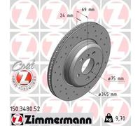 2x Brake disc internally vented 150.3480.52 ZIMMERMANN for BMW 6 Coupe 5 7