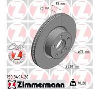 2x Brake disc internally vented 150.3494.20 ZIMMERMANN for BMW X3 X4