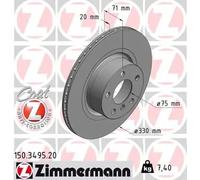 ZIMMERMANN COAT Z Brake disc 150.3495.20 330 20 6/5 5 120 internally vented Coated High-carbon BMW: X3, X4