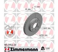 2x Brake disc internally vented 185.3952.20 ZIMMERMANN for DAEWOO CHEVROLET