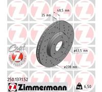 2x Brake disc internally vented 250.1371.52 ZIMMERMANN for FORD C-MAX II
