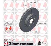 2x Brake disc internally vented 250.5714.20 ZIMMERMANN for FORD