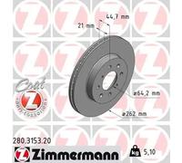 2x Brake disc internally vented 280.3153.20 ZIMMERMANN for HONDA ROVER MG