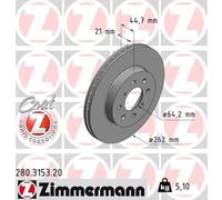 2x Brake disc internally vented 280.3153.20 ZIMMERMANN for HONDA ROVER MG