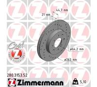 2x Brake disc internally vented 280.3153.52 ZIMMERMANN for HONDA ROVER MG
