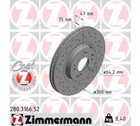 2x Brake disc internally vented 280.3166.52 ZIMMERMANN for HONDA ACCORD VII