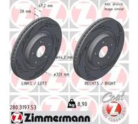 2x Brake disc internally vented 280.3197.53 ZIMMERMANN for HONDA CR-V V