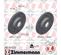 2x Brake disc internally vented 285.3510.53 ZIMMERMANN for KIA HYUNDAI