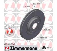2x Brake disc internally vented 285.3538.20 ZIMMERMANN for HYUNDAI i30