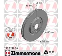 2x Brake disc internally vented 290.2270.20 ZIMMERMANN for JAGUAR LAND ROVER