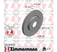 2x Brake disc internally vented 320.3818.20 ZIMMERMANN for KIA HYUNDAI