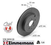 2x Brake disc internally vented 370.3059.20 ZIMMERMANN for MAZDA CX-7 CX-9