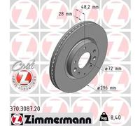 2x Brake disc internally vented 370.3087.20 ZIMMERMANN for MAZDA CX-7