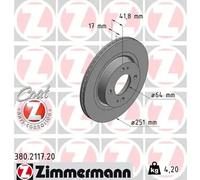 2x Brake disc internally vented 380.2117.20 ZIMMERMANN for MITSUBISHI