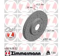 2x Brake disc internally vented 400.1419.52 ZIMMERMANN for MERCEDES-BENZ 190 SL