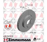 2x Brake disc internally vented 400.3619.20 ZIMMERMANN for MERCEDES-BENZ E-CLASS