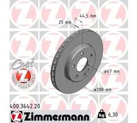 2x Brake disc internally vented 400.3642.20 ZIMMERMANN for MERCEDES-BENZ A-CLASS