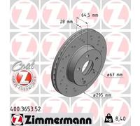 2x Brake disc internally vented 400.3653.52 ZIMMERMANN for MERCEDES-BENZ SLK SLC