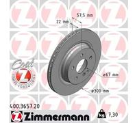 ZIMMERMANN Brake Disc 400.3657.20 - Internally Vented - 2x - for Mercedes-Benz C-Class