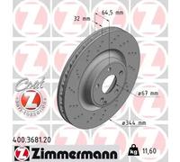 2x Brake disc internally vented 400.3681.20 ZIMMERMANN for MERCEDES-BENZ SLK SLC