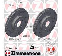 2x Brake disc internally vented 400.3694.53 ZIMMERMANN for MERCEDES-BENZ A-CLASS