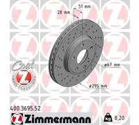 2x Brake disc internally vented 400.3695.52 ZIMMERMANN for MERCEDES-BENZ A-CLASS