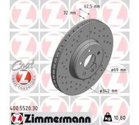 2x Brake disc internally vented 400.5520.30 ZIMMERMANN for MERCEDES-BENZ C-CLASS