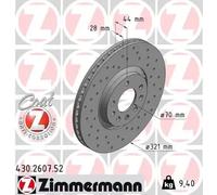 2x Brake disc internally vented 430.2607.52 ZIMMERMANN for OPEL ASTRA H