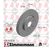2x Brake disc internally vented 430.2615.20 ZIMMERMANN for SAAB OPEL CHEVROLET