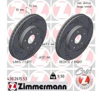 2x Brake disc internally vented 430.2615.53 ZIMMERMANN for SAAB OPEL CHEVROLET
