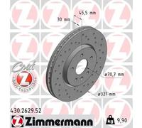2x Brake disc internally vented 430.2629.52 ZIMMERMANN for OPEL ASTRA J CASCADA
