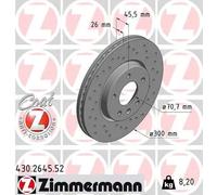 2x Brake disc internally vented 430.2645.52 ZIMMERMANN for OPEL