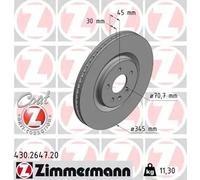 2x Brake disc internally vented 430.2647.20 ZIMMERMANN for OPEL
