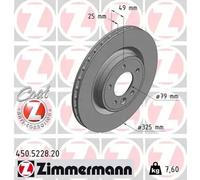 2x Brake disc internally vented 450.5228.20 ZIMMERMANN for LAND ROVER