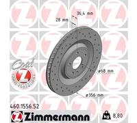 2x Brake disc internally vented 460.1556.52 ZIMMERMANN for PORSCHE MACAN